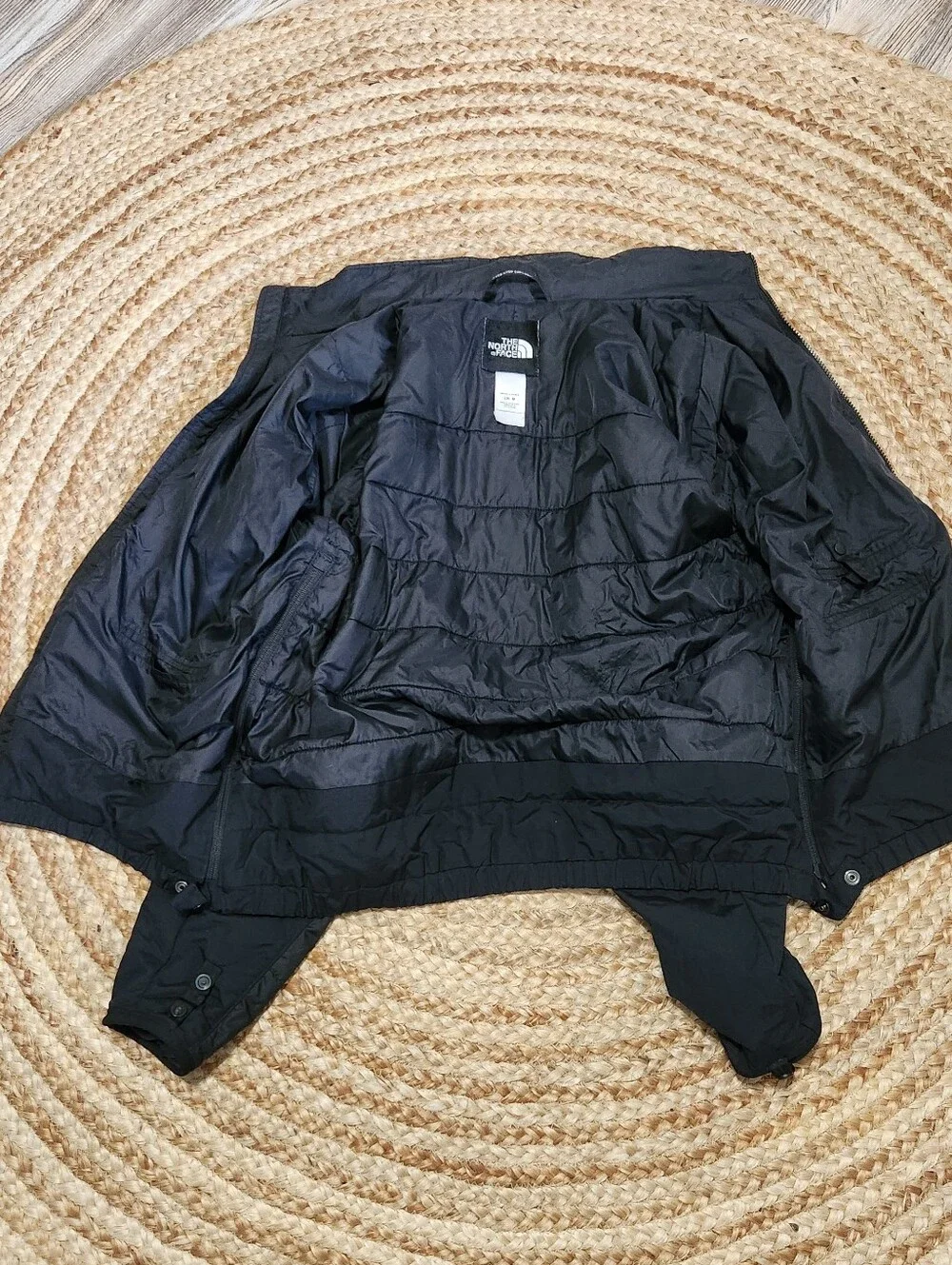 The North Face Quilted Molle PAL Zip Jacket Mens M Black Utility Zip Side Raglan